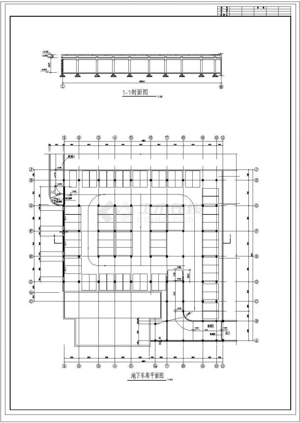 某小区地下车库设计cad全套建筑施工图（含设计说明）-图二