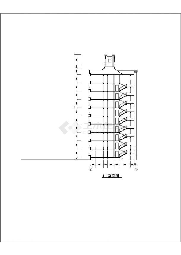 某地区9层阁楼经典住宅建筑全套设计施工详细方案CAD图纸-图一