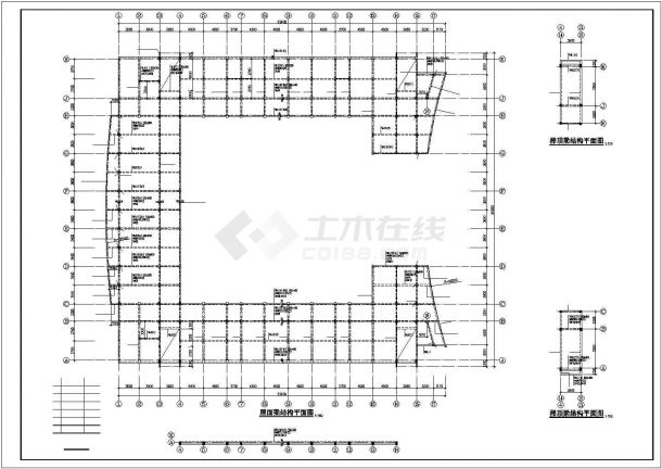 四层框架教学楼结构施工图（CAD、9张）-图二