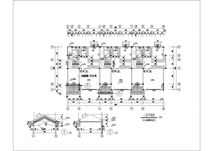 某独立联排别墅建筑CAD设计完整构造施工图_图1