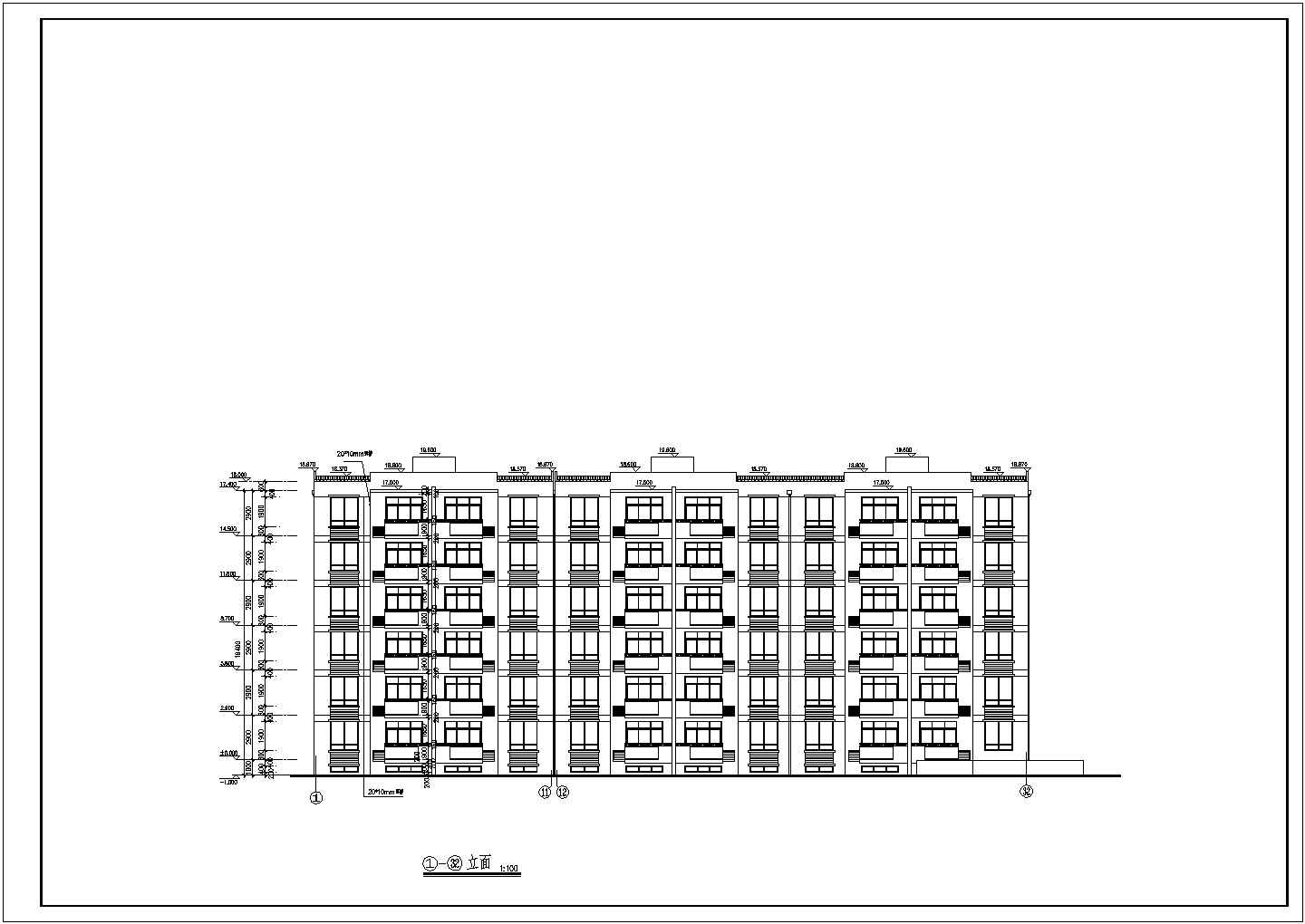 某维多利亚多层住宅CAD详细大样设计完整平立面图