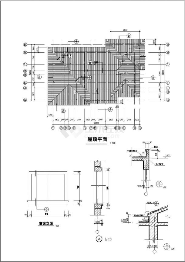某两层独立豪华别墅CAD详细构造平面施工图-图二