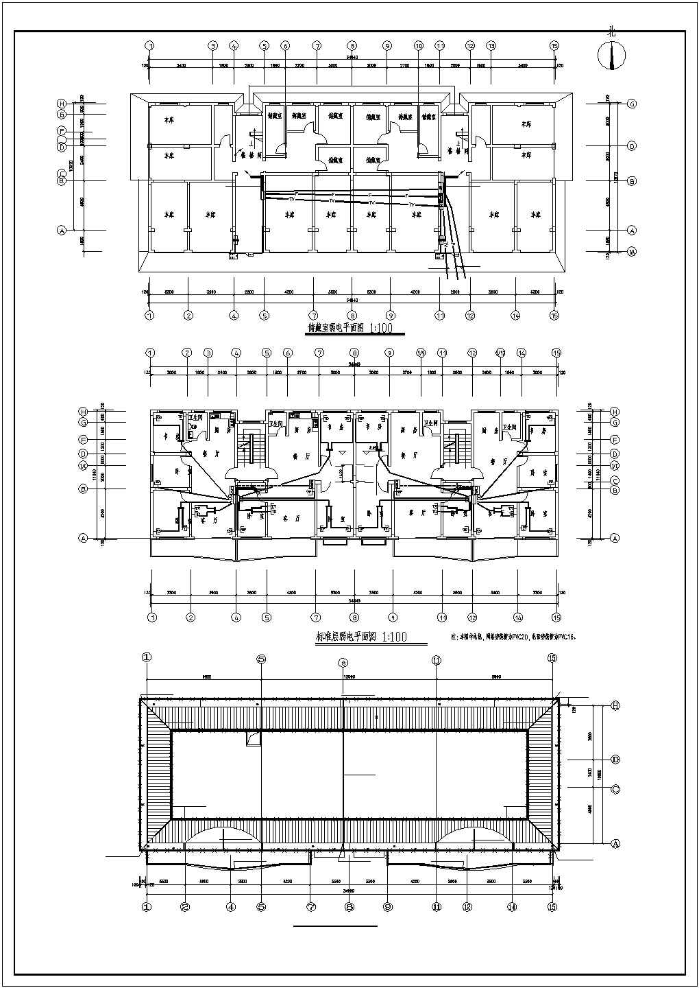 【苏州】某农村多层住宅楼电气全套CAD设计图纸(含标准层弱电平面图)