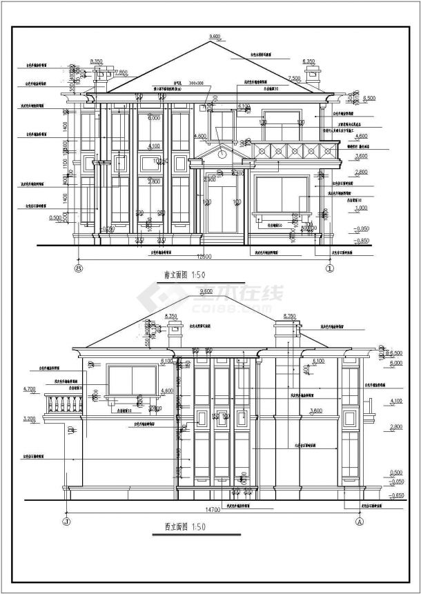 某两套别墅建筑CAD详细大样设计完整图纸-图一