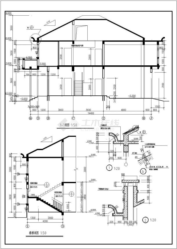 某两套别墅建筑CAD详细大样设计完整图纸-图二