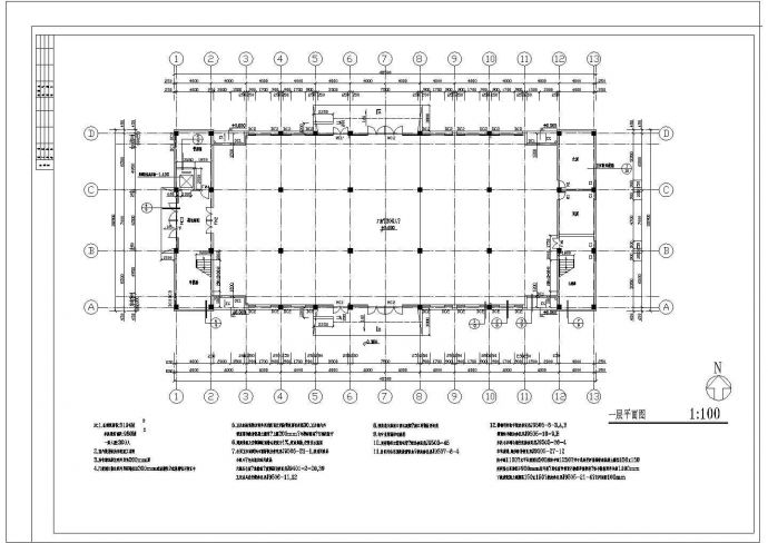 某多层工业厂房CAD全套施工完整设计_图1