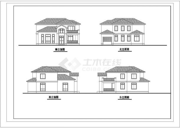 江门市城合村310平米2层混合结构独栋小别墅平立面设计CAD图纸-图一