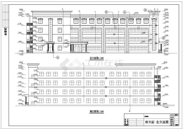 某4019平方米四层中学教学楼建筑施工CAD图纸-图二