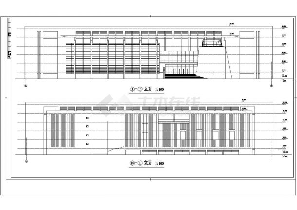 某城市新建五层图书馆建筑工程设计CAD图（含总平面图）-图二