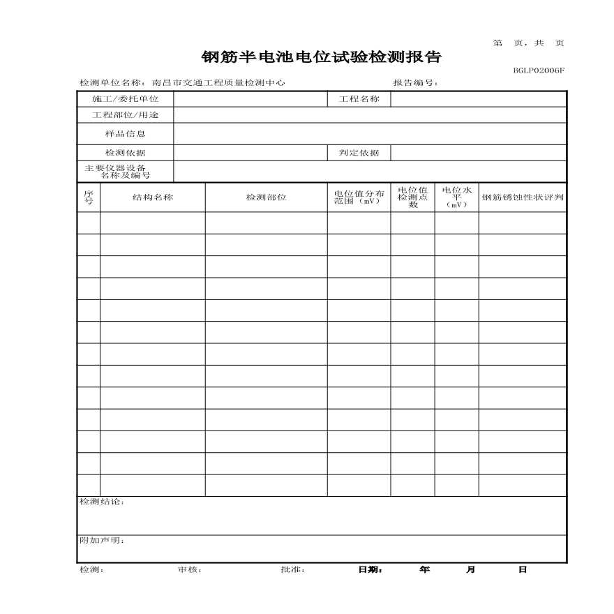 工程试验检测表格 GLP02混凝土结构.xls-图一