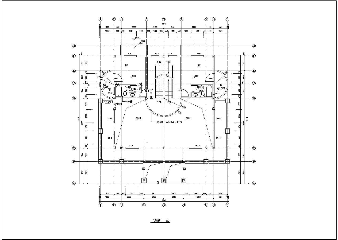 某翡翠公园双拼别墅建筑CAD详细大样完整设计图