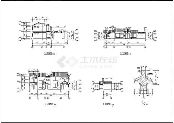 某三套古建别墅建筑CAD设计大样施工图-图二