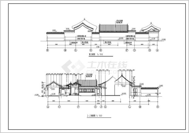 某长31.78米宽21.3米一层四合院住宅方案CAD设计图-图二