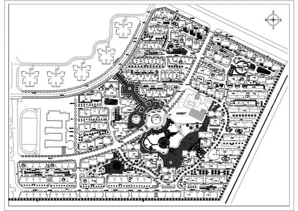 某三联花园居住小区规划CAD完整设计总平面图-图一