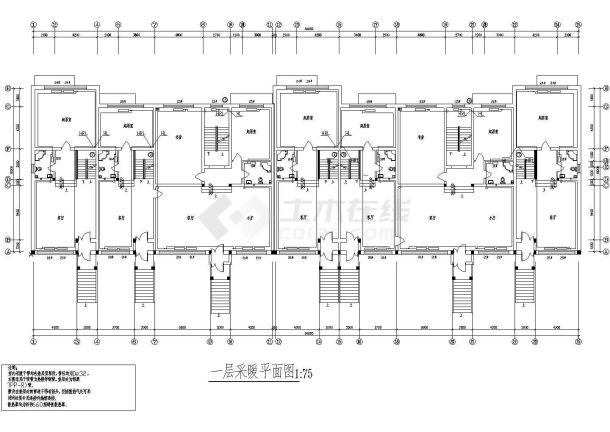 长54米 宽16.2米 -1+2层东北区7户联排别墅采暖施工图-图二