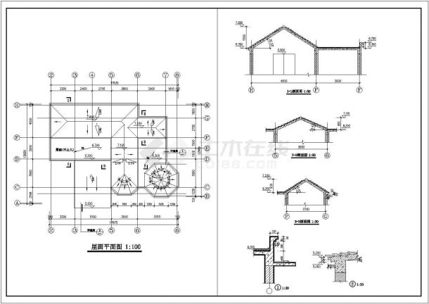 某欧式别墅全套建筑CAD详细大样设计完整图-图一