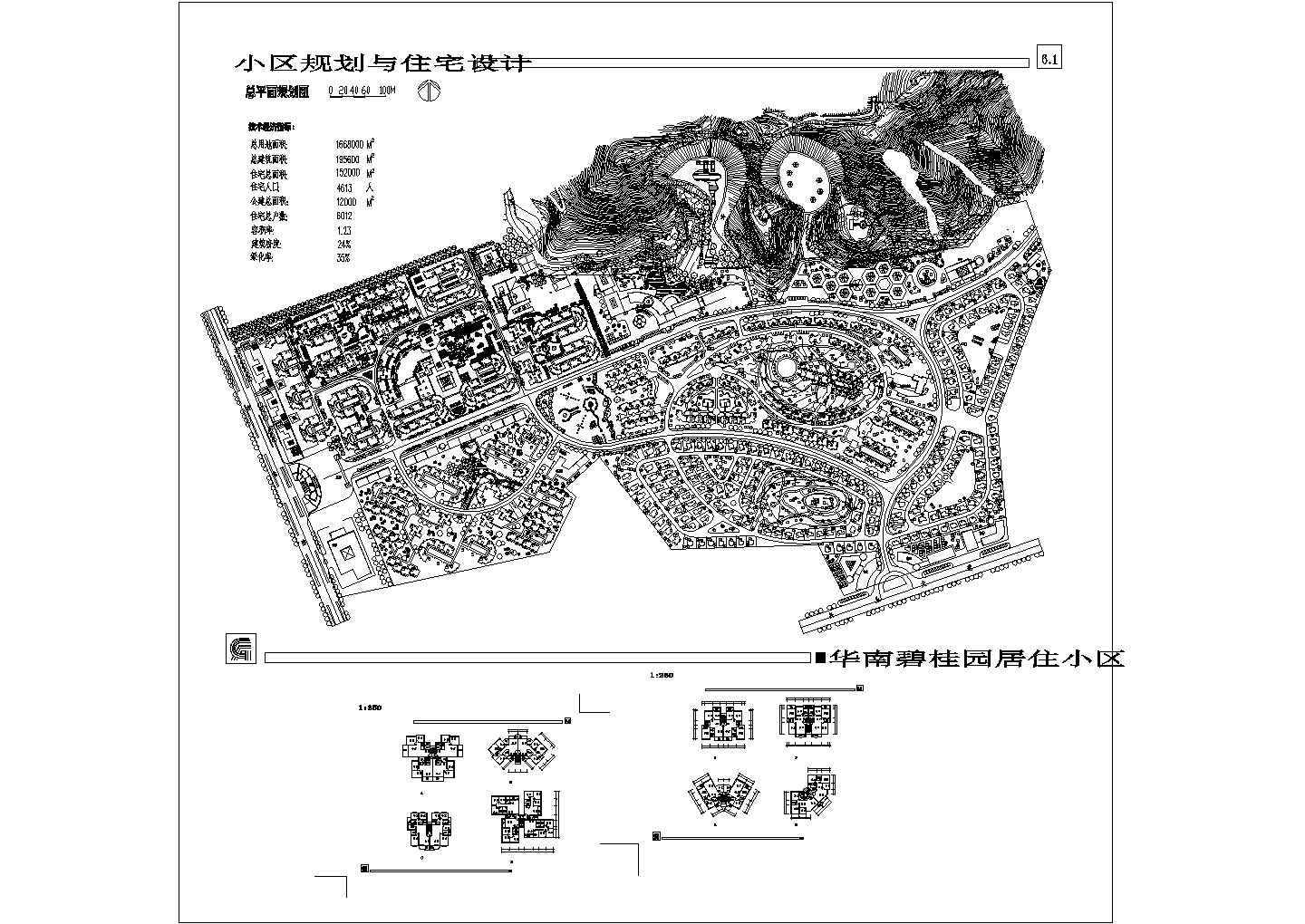 某碧桂园小区规划与户型CAD详细大样平面