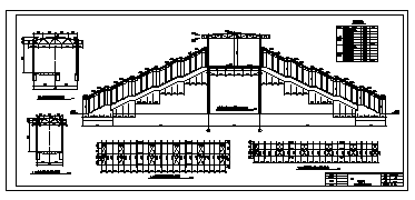 跨线天桥设计_某市车站钢结构新建铁路客专西站跨线天桥结构施工cad图纸-图一