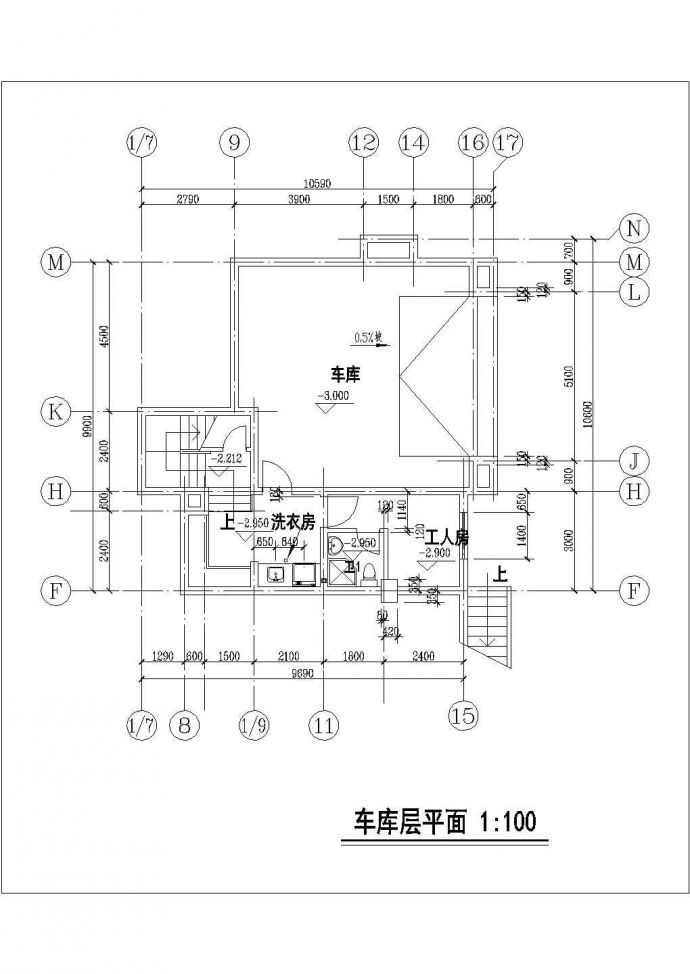 淄博市徐家村某2层砖混结构单体乡村别墅建筑设计CAD图纸（含车库层）_图1
