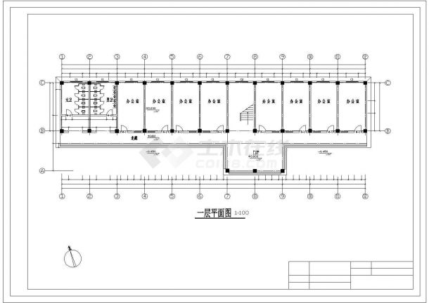 2000平方米5层框架高中教学楼建筑设计cad图，含施工说明-图二