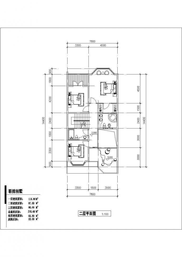 西安市某村镇270平米3层框架结构独栋私人别墅全套建筑设计CAD图纸_图1
