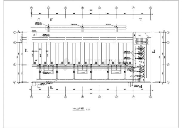 滤池设计_8万方纤维滤池CAD图纸-图二