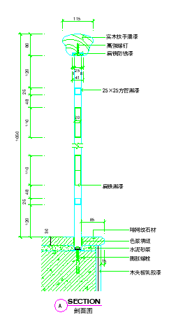 某豪宅内楼梯详细cad设计图纸-图一