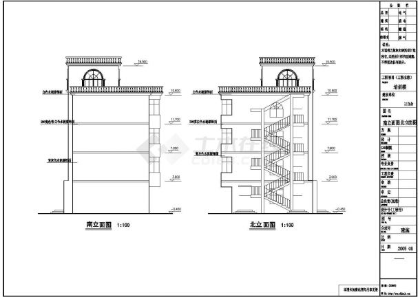 嘉兴市某1200平米5层教堂建筑设计CAD图纸-图一