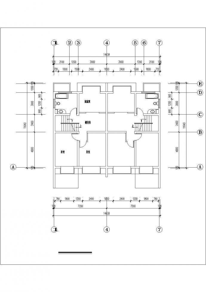 南京市新桥花园小区2层框混连体别墅建筑设计CAD图纸（含夹层）_图1