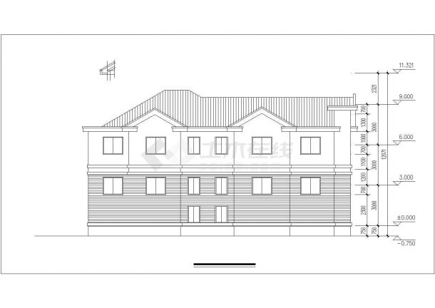 汉中北桥社区某2层砖混结构连体别墅建筑设计CAD图纸（含夹层）-图一