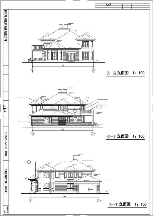 芜湖市某别墅区367平米2层混合结构独栋别墅全套建筑设计CAD图纸-图二