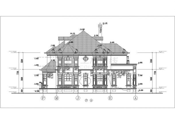 渭南市时光花园小区2层砖混结构单体别墅平立面设计CAD图纸-图一