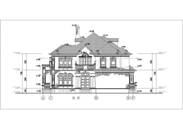 渭南市时光花园小区2层砖混结构单体别墅平立面设计CAD图纸-图二