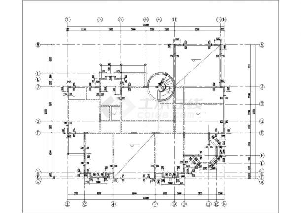 佛山市某现代化村镇3层砖混结构单体别墅全套结构设计CAD图纸-图一