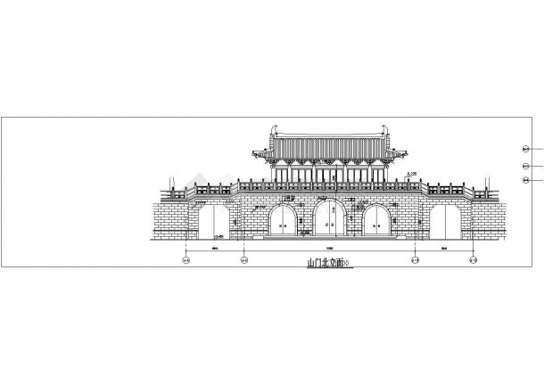 仿古山门建筑全套施工cad图-图二