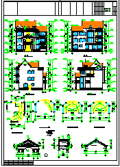 某三层欧式度假别墅建筑cad设计施工图（含效果图）-图二