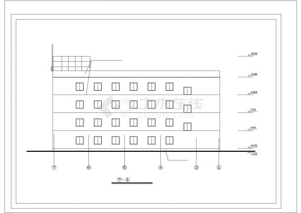 某砖混结构四层学校教学楼建筑方案设计CAD图纸（高19米）-图一