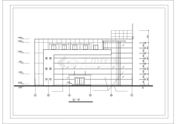 某砖混结构四层学校教学楼建筑方案设计CAD图纸（高19米）-图二