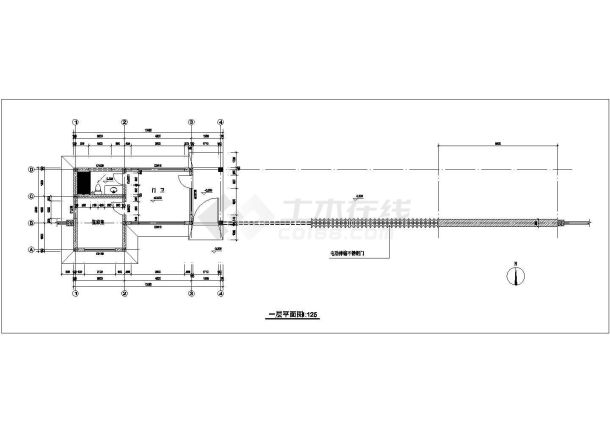 办公楼设计_某办公楼门卫建筑设计CAD施工图-图一