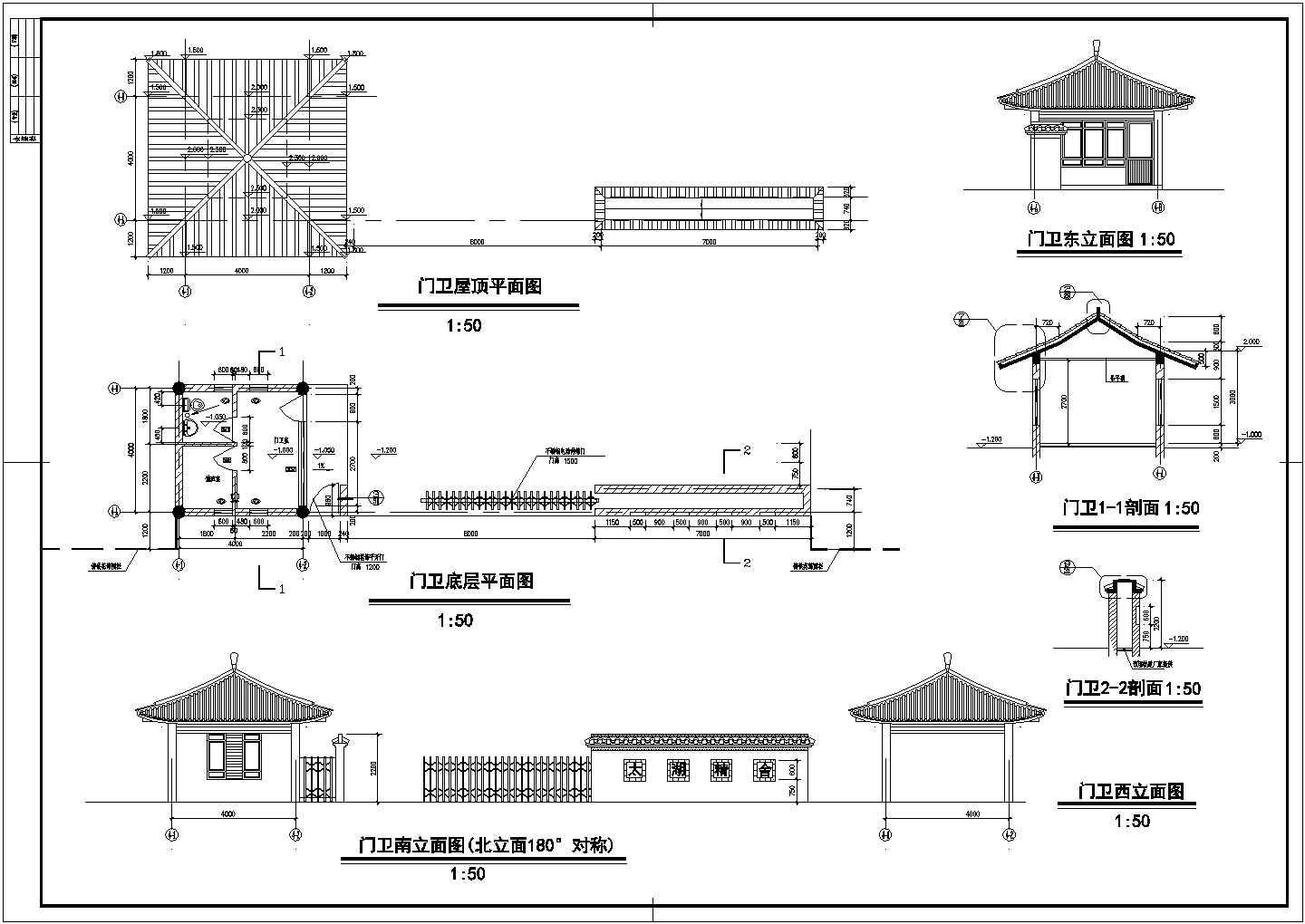 太湖古建筑设计全套施工cad图