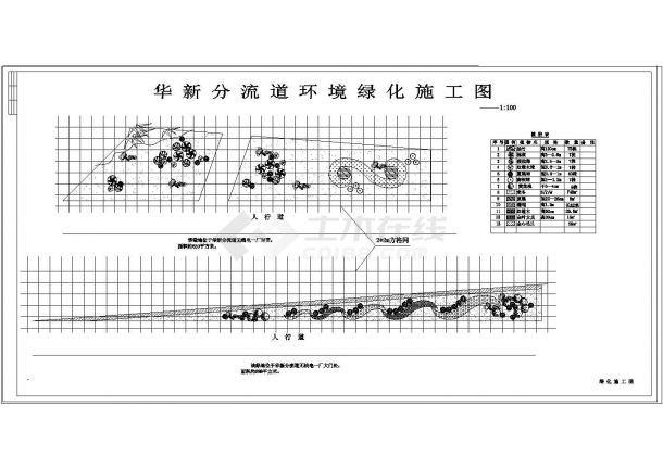 华新分流道环境cad绿化工程施工图-图一