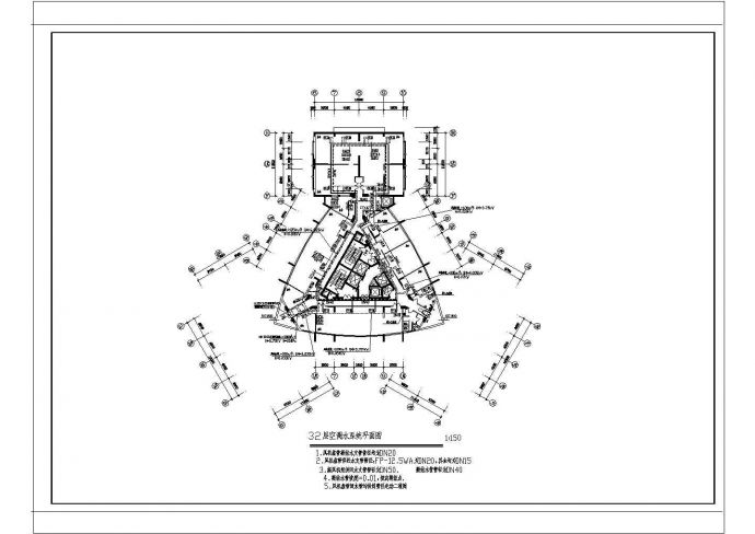 高层办公楼舒适性空调系统CAD建筑设计施工图_图1