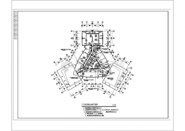 高层办公楼舒适性空调系统CAD建筑设计施工图-图二