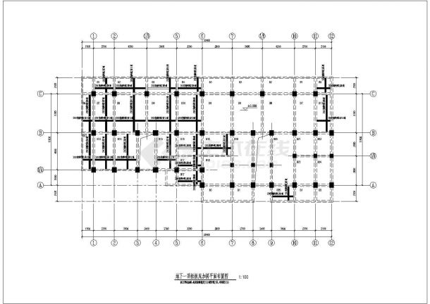 九层框架结构住宅地下室碳纤维加固CAD建筑设计施工图-图一