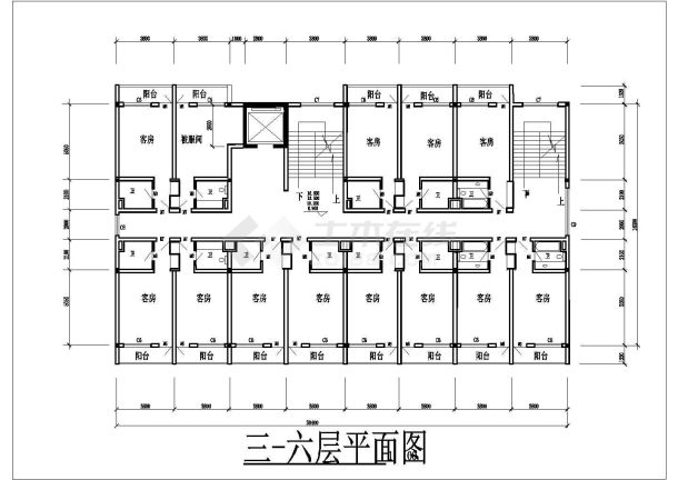 单位院内六层宾馆CAD建筑设计施工图-图二