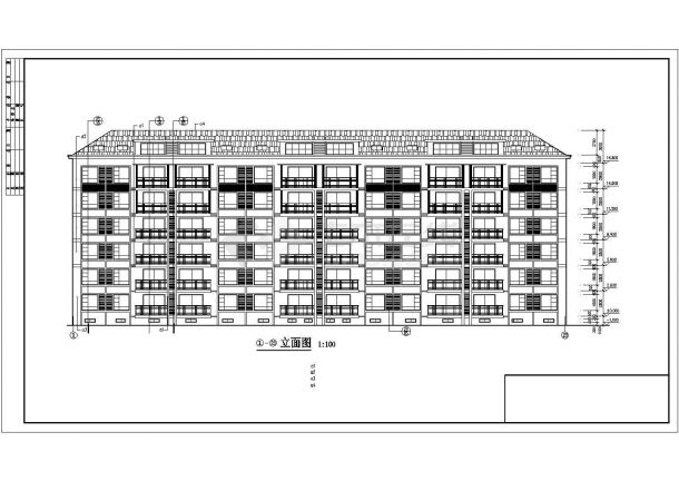 【某社区】六层砖混结构住宅楼建筑全套cad图，含效果图-图二