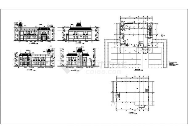 二层会所设计CAD建筑施工图-图一