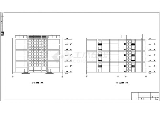 江苏某大学城二层教学楼建筑施工设计cad图纸，共13张-图一