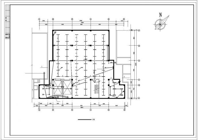 某机械式地下停车库电气设计cad基础平面图_图1