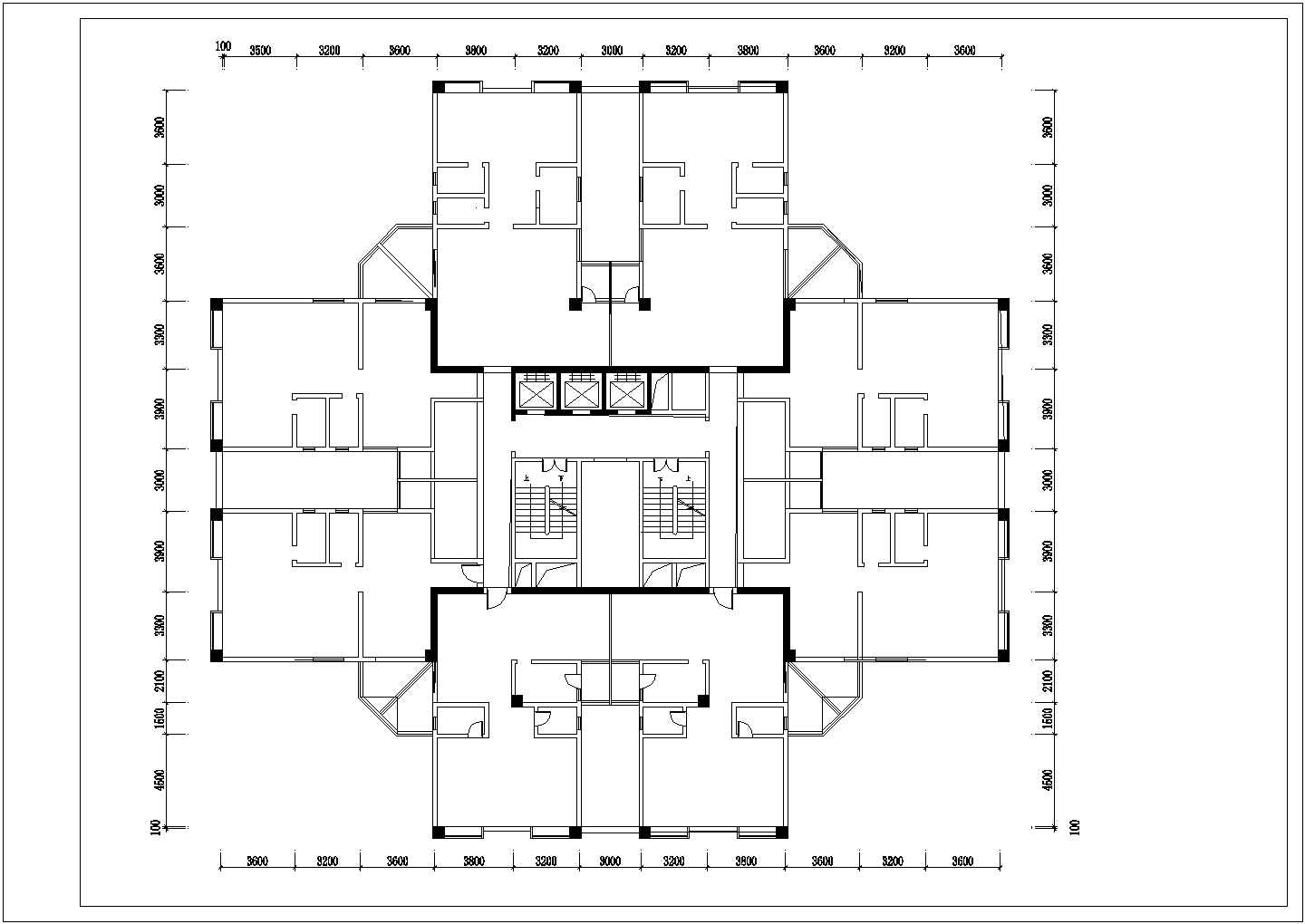 海南豪景小区某栋住宅整层装修cad设计平面图（含效果图）